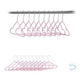 Relaxdays 40 x Kinderkleiderbügel, platzsparende Drahtbügel Mädchen, Babybügel mit Kerben, Pvc-beschichtet, Bügel 30 cm, pink