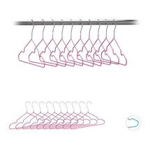 Relaxdays 40 x Kinderkleiderbügel, platzsparende Drahtbügel Mädchen, Babybügel mit Kerben, Pvc-beschichtet, Bügel 30 cm, pink