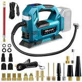 Akku Kompressor für Makita 18V Akku, Elektrische Kabellos Luftpumpe mit LED-Licht, Tragbarer Reifenfüller mit digitalem Manometer für Autos, Motorräder, Fahrräder, bälle(ohne Akku)