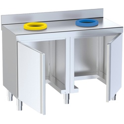 Recyclingtisch 2 abnehmbare ringe und 2 türen - 1200x600x850 mm - 17002700 Eurast