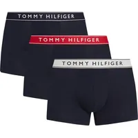 Tommy Hilfiger Herren 3er Pack Boxershorts Trunks mit Logobund, Mehrfarbig (Th Wht/ Med Red/ Dsrt Sky), L