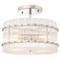 Casa Padrino Luxus Deckenleuchte Silber / Weiß Ø 45 x H. 22 cm - Runde Glas Deckenlampe - Moderne Deckenleuchten