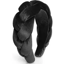 Samt Geflochtene Stirnband Trachten Vintage Haarband - Schwarz