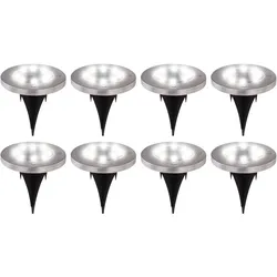 8x LED Solar Leuchten Außen Erdspieß Strahler Garten Wege Spot Strahler Terrassen Steck Lampen