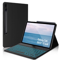 FOGARI Tastatur Hülle für Samsung Galaxy Tab S8 Tablet 11 Zoll - Tastatur Hülle für Samsung Galaxy Tab S7, Deutscher Tastatur Magnetisch Abnehmbarer mit Hintergrundbeleuchtung, Schwarz