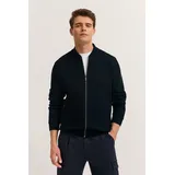 Bugatti Regular Fit Sweatjacke mit Strukturmuster, marine, XXL