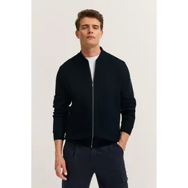 Bugatti Regular Fit Sweatjacke mit Strukturmuster, marine, XXL