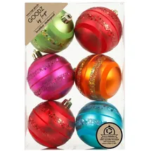 Inges Glas Christbaumkugeln Weinachtskugeln Kunststoff Ø 9 cm 6 Stück bunt