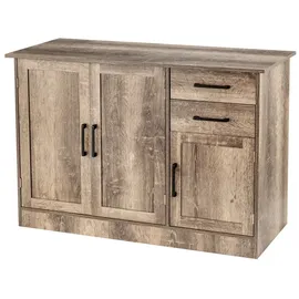 Costway Küchenschrank mit 2 Schubladen 110 x 40 x 78 cm Braun/Grau