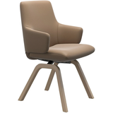 Polsterstuhl STRESSLESS "Laurel", braun (almond paloma, eiche natur), B:58cm H:92cm T:59cm, Leder PALOMA: PALOMA ist ein durchgefärbtes Semianilin-Möbelleder mit natürlicher Narbung., Stühle, Polsterstuhl, Low Back mit Armlehne, Größe L, mit schräggestellten Beinen in Eiche