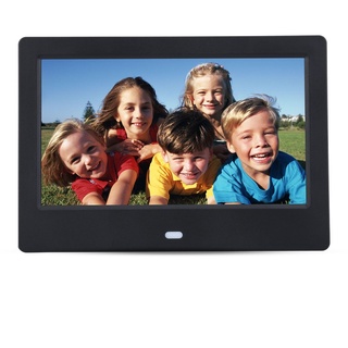 7 Zoll Digitaler Fotorahmen,HD LED 1024x600 16: 9 Mehrsprachiger Kalender/Alarm/Uhr/Musik Film Player Elektronischer Bilderrahmen mit Fernbedienung unterstützt 32G Karte, für