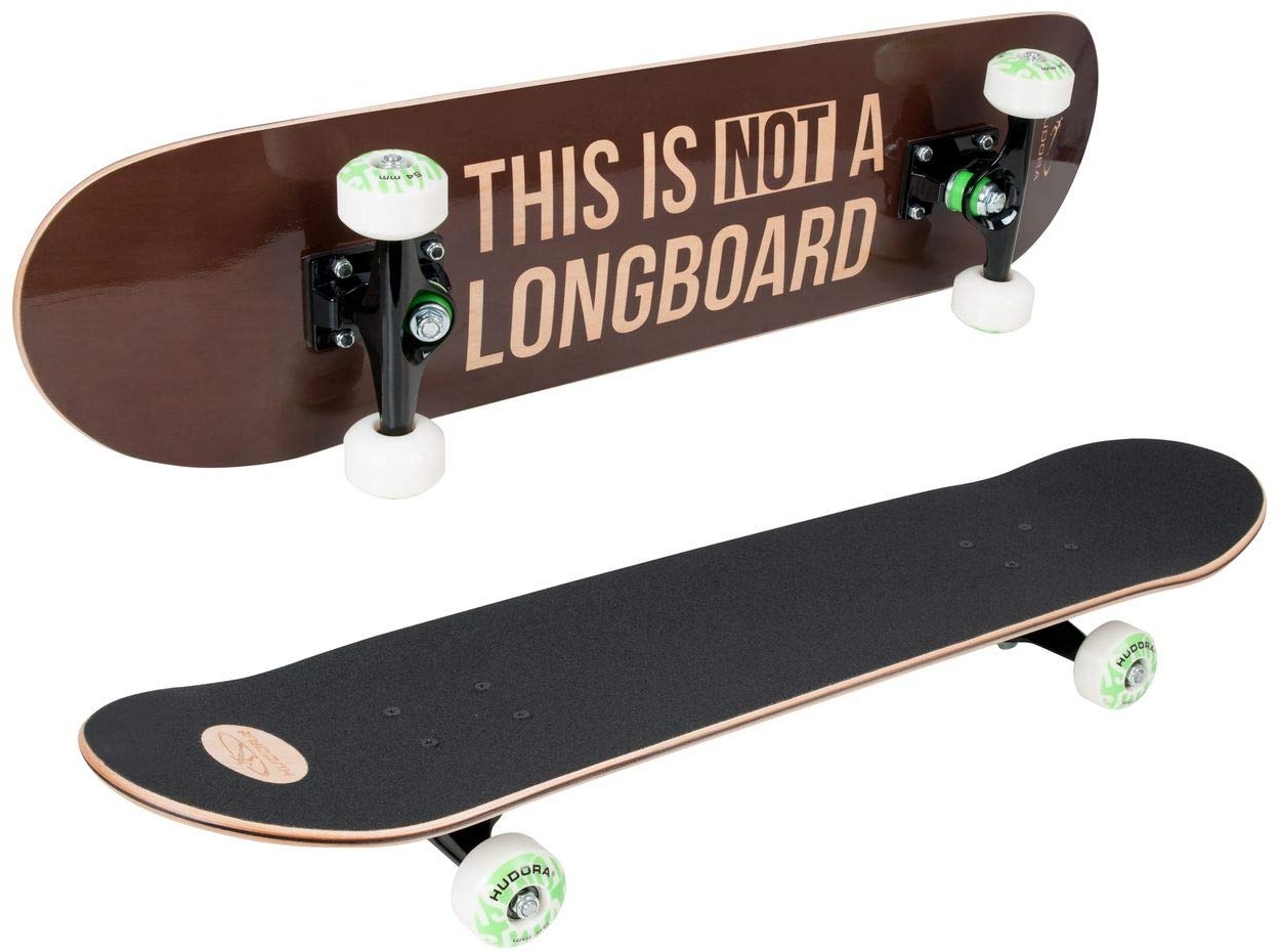 HUDORA Skateboard Harlem ABEC 7 - This is not a Longboard - Modernes Board mit Aufdruck - Mehrfarbig - 12752