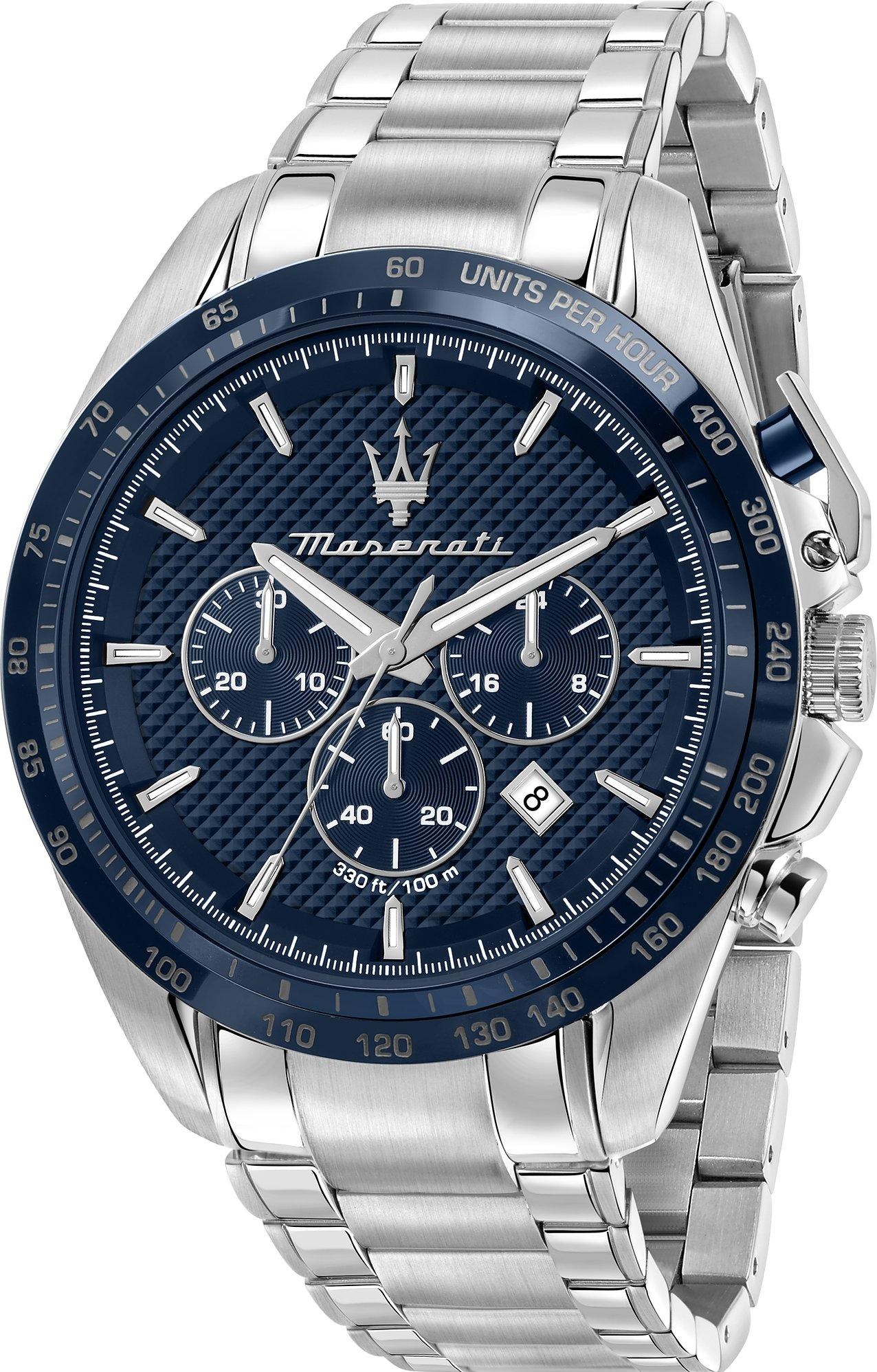 Maserati, Armbanduhr, MÄSKI R8873621014 - ERFOLGREICH (zs009a), Blau, Silber, (Chronograph, 45 mm)