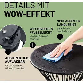 Lumaland Beistelltisch - mit LED, Solar und USB - in- & outdoor - pflegeleicht