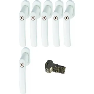ABUS Fenstergriff ABUS FG200 Weiß, Braun, Silber, SB abschließbarer Fenstergriff, 6er Set weiß, abschließbar, Kindersicherung weiß