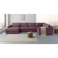 Wohnlandschaft PLACES OF STYLE "Bloomfield, Mega Polsterprogramm, Breite 405cm, viel Platz, U-Form", rosa (altrosa), B:405cm H:84cm T:224cm, 100% Polyester, Sofas, Wohnlandschaft, mit extra tiefer Sitzfläche, wahlweise mit Sitztiefenverstellung
