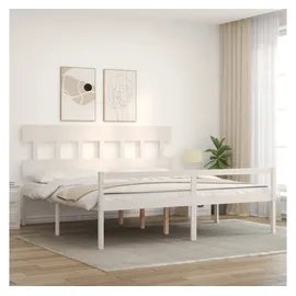 vidaXL Seniorenbett mit Kopfteil 200x200 cm Weiß Massivholz