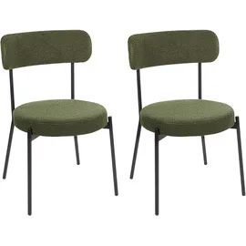 Beliani Esszimmerstuhl 2er Set ALLISON Bouclé Dunkelgrün