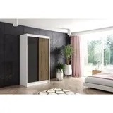 altdecor Kleiderschrank, Weiß, Eiche Wotan, Holzwerkstoff, 120x215x61 cm Schlafzimmer, Kleiderschränke