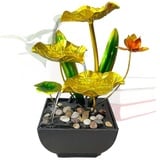 Zimmerbrunnen,3-stufiger Wasserfall Brunnen,Lotusblume Desktop-Wasser-Brunnen,Meditationsbrunnen mit Sand Steinen und LED Beleuchtung,für Meditation und Entspannung,Zuhause/Büro Dekoration (Stil 3)