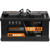 EXAKT Autobatterie 12V 105Ah Starterbatterie PKW KFZ Auto Batterie ersetzt 100Ah 88Ah 90Ah 92Ah 95Ah