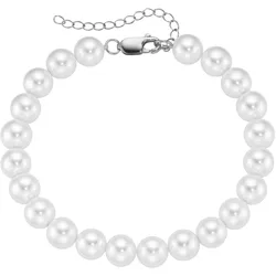 Armband SMART JEWEL "mit Muschel-Perlen, Silber 925", weiß, Armbänder, Herren, 23cm, Silber 925 (Sterlingsilber)