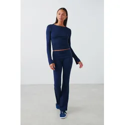 Gina Tricot - Soft touch folded trouser - yoga pants - Blau - XXS - Dame - Blau - XXS