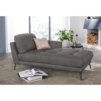 Chaiselongue W.SCHILLIG "softy", grau (grau r66), B:106cm H:79cm T:168cm, Chenille-Flachgewebe R66 (85% Polyester, 15% Nylon), Velourgewebe V41 (100% Polyester), Longlife Xtra-Leder Z59: Glattleder mit modischer Prägung. Hautstärke 0, 9 - 1, 1 mm, Sofas, mit dekorativer Heftung im Sitz, Füße schwarz pulverbeschichtet