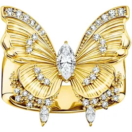 Thomas Sabo Fingerring Butterfly Paradise Cocktail-Ring - Schmetterling-Design, mit Zirkonia (synth) gelb|goldfarben 60