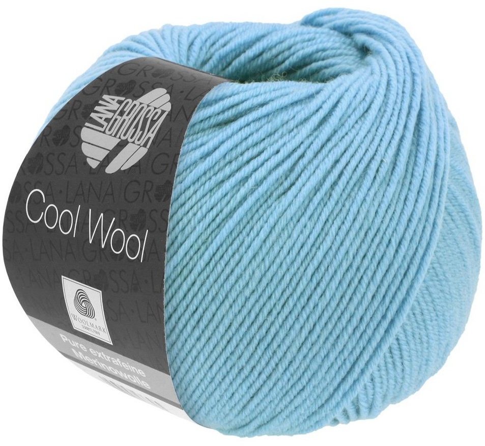 LANA GROSSA COOL WOOL Häkelwolle, 160 m (Strickgarn aus extrafeiner Merinowolle, kuschelig weich und pflegeleicht), 50 g blau