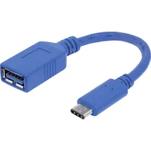 Manhattan USB 3.2 Gen 1 (USB 3.0) Adapter [1x USB 3.2 Gen 1 Buchse A (USB 3.0) - 1x USB-C® Anschlusskabel Gen1, Typ C-Stecker Typ A-Buchse 0.15m blau