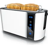 Arendo Toaster 4 Scheiben, Langschlitz, Edelstahl, 1500W, Touch-Bedienung, Display mit Restzeitanzeige, Brötchenaufsatz, Auftaufunktion, Wärmeiso... - Weiß