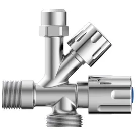 Kirchhoff Geräte Universal Eckventil mit Spülmaschinenanschluss, 1⁄2“ Eckregulierventil für Kaltwasserleitung, Absperrhahn Waschbecken Bad, Kaltwasser Armatur 98480090