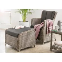 Destiny Balkonset LUNA CASA Sessel + Fußhocker, Polyrattan, vintage grau