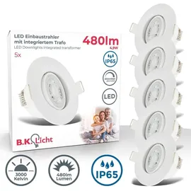 B.K.Licht Einbauleuchte 5er Set IP65 dimmbar Kunststoff 9 x 4,2 cm weiß