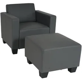 Mendler Modular Sessel Loungesessel mit Ottomane Lyon Kunstleder 58 x 76 x 0 cm Grau