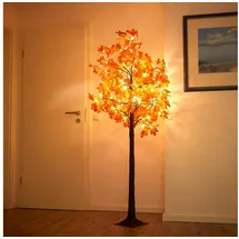 NORTHPOINT LED Herbsttbaum Herbstdeko in Ahorn-Optik In- & Outdoor | 120 warmweiße LEDs | 180cm hoch | elastische Zweige | Timerfunktion | IP44