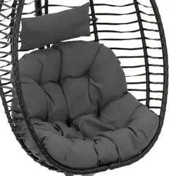 Uniprodo Outdoor-Hängesessel mit Gestell - Sitz zusammenfaltbar - schwarz/grau - oval