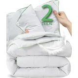 welldora Komfort Bettdecke 200x200 zweiteilig | 100% weiche Federn & Daunen | Allergiker | 2 Decken Vierjahreszeiten Daunendecke Sommer Winter