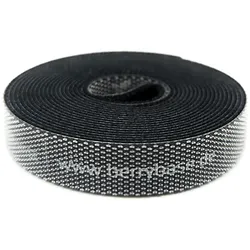 BerryBase Kabelbinder, Klettband mit Abschnittsmarkierungen, wiederverwendbar, 2 m, schwarz