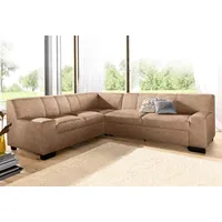 DOMO collection Ecksofa DOMO COLLECTION "Norma, moderne Armlehnen, zeitlos und elegant, Breite 247cm, L-Form", braun (café), B:247cm H:74cm T:212cm, Microfaser PRIMABELLE (100% Polyester);Kunstleder SOFTLUX;Struktur (90% Polyester, 10% Polyacryl);NaturLEDER (echtes