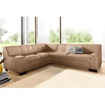 DOMO collection Ecksofa DOMO COLLECTION "Norma, moderne Armlehnen, zeitlos und elegant, Breite 247cm, L-Form", braun (café), B:247cm H:74cm T:212cm, Microfaser PRIMABELLE (100% Polyester);Kunstleder SOFTLUX;Struktur (90% Polyester, 10% Polyacryl);NaturLEDER (echtes