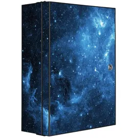 banjado XXL Medizinschrank Abschliessbar 35x46x15cm Arzneischrank Anthrazit Aus Metall Mit Motiv Motiv Universum