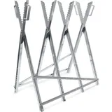 Wiltec - Sägebock verzinkt klappbar, 80x80x79 cm, mit 4 Haltern, Haltegriffen und Zahnung, Holzschneidebock als Sägehilfe, bis 150 kg