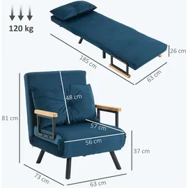 Homcom Schlafsofa, mit Bettfunktion, Relaxsessel mit Rückenkissen