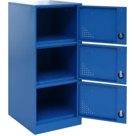 Mendler Schließfachschrank Stahl 90x38x45cm blau 3 Türen