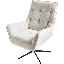 Beliani Sessel MOLLE II Stoff 75 x 85 x 75 cm Hellbeige mit Hocker