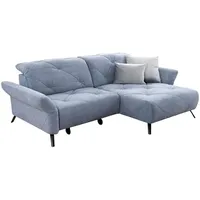 Moderano Ecksofa Beach, Blau, Textil, 2-Sitzer, Ottomane rechts, L-Form, 262x173 cm, Lederauswahl, Stoffauswahl, Rücken echt, Wohnzimmer, Sofas & Couches, Wohnlandschaften, Ecksofas