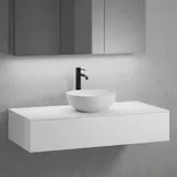 neoro n50 Unterschrank B: 120 cm mit 1 Auszug, Waschtisch Ø 40 cm weiß matt, B: 120.5 BN0064WM+BN0414WM+BN0404WH