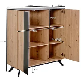 Wohnling Sideboard, WL6.666 eiche 110,0 x 40,0 x 125,0 cm